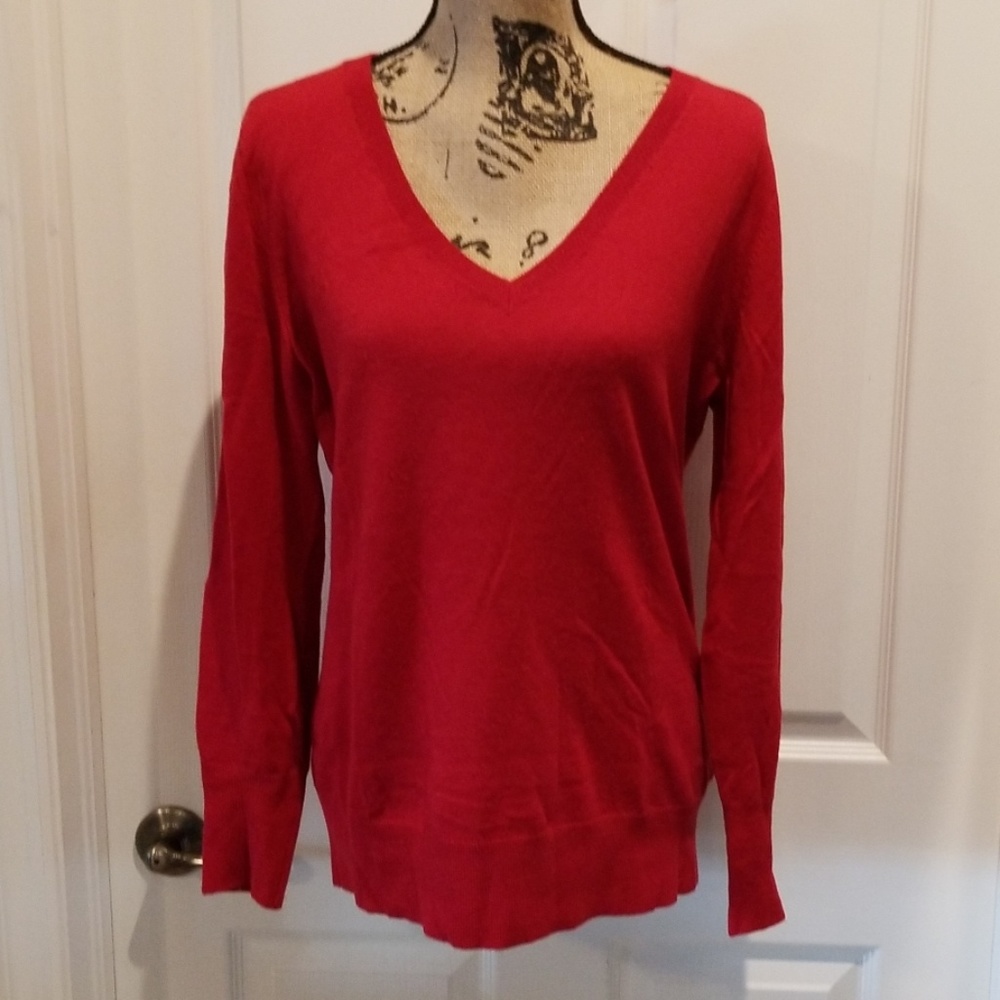 3 for $15 V neck red sweater merino wool